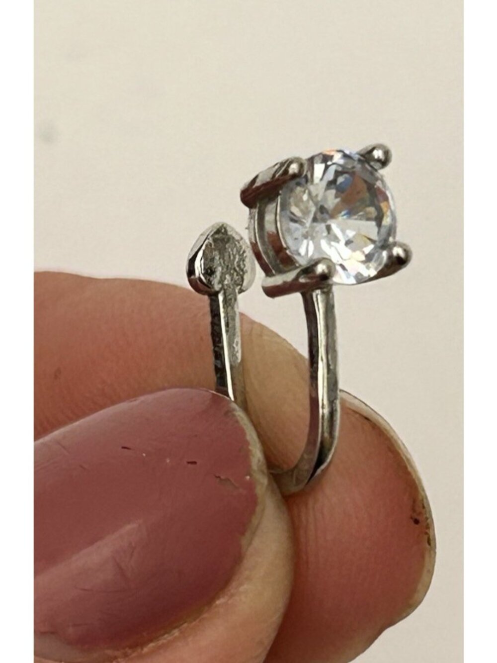 Sterling Silver 925 Cubic Zirconia Cartilage Earring Clip On Cuff